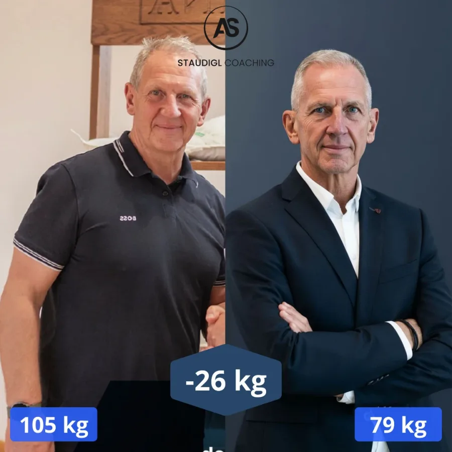 Vorher-Nachher-Bild von Hermann Bauer: von 105 kg auf 79 kg