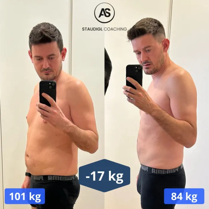 Vorher-Nachher-Bild von Harald Hofer: von 101 kg auf 84 kg
