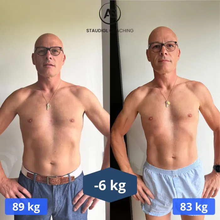 Vorher-Nachher-Bild von Jerome Kuzio: von 89 kg auf 83 kg