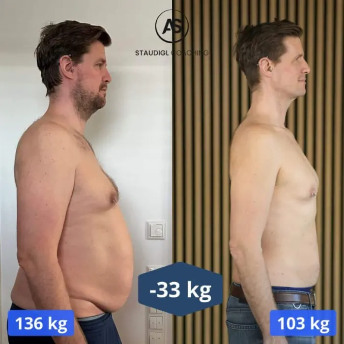Vorher-Nachher-Bild von Michael: von 136 kg auf 103 kg