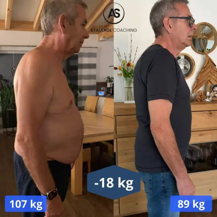 Vorher-Nachher-Bild von Ottmar: von 107 kg auf 89 kg