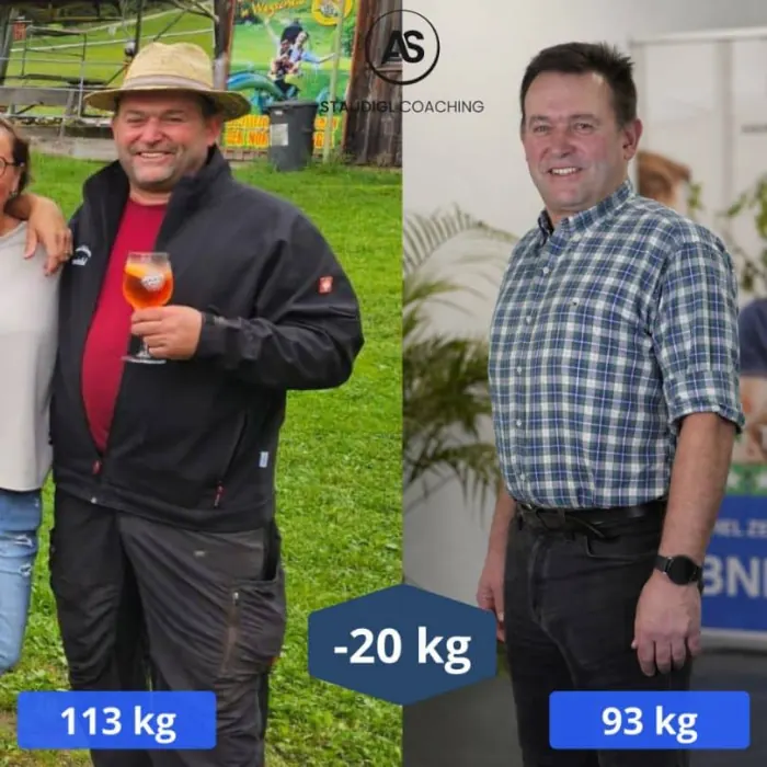 Vorher-Nachher-Bild von Sepp: von 113 kg auf 93 kg