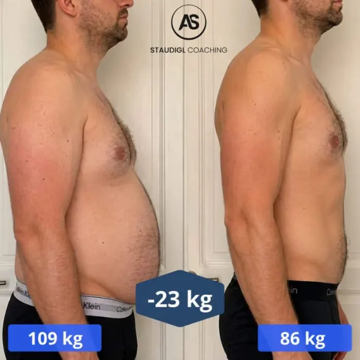 Vorher-Nachher-Bild von Stefan: von 109 kg auf 86 kg