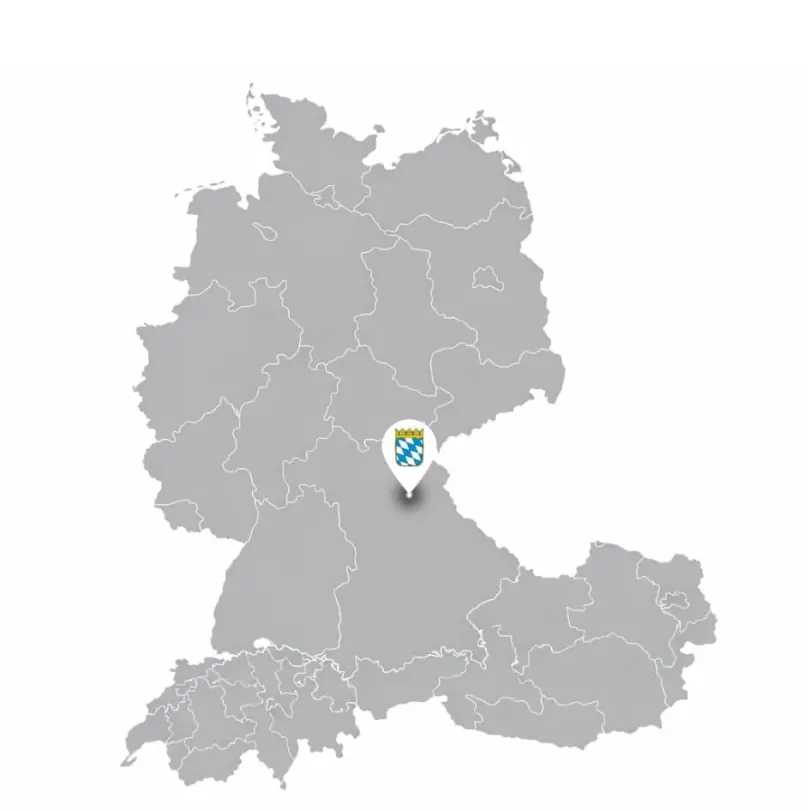 Karte der DACH-Region mit Standort Parsberg in Bayern